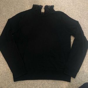Black Lace Neck Sweater